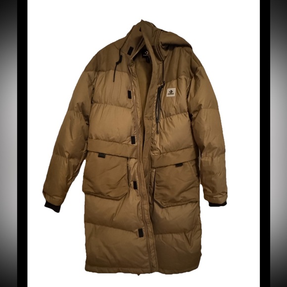 Brand New Converse Hooded Long Puffer Jacket Size M NWOT - Picture 1 of 9